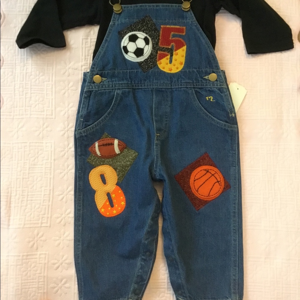 Boys decorated denim overall
